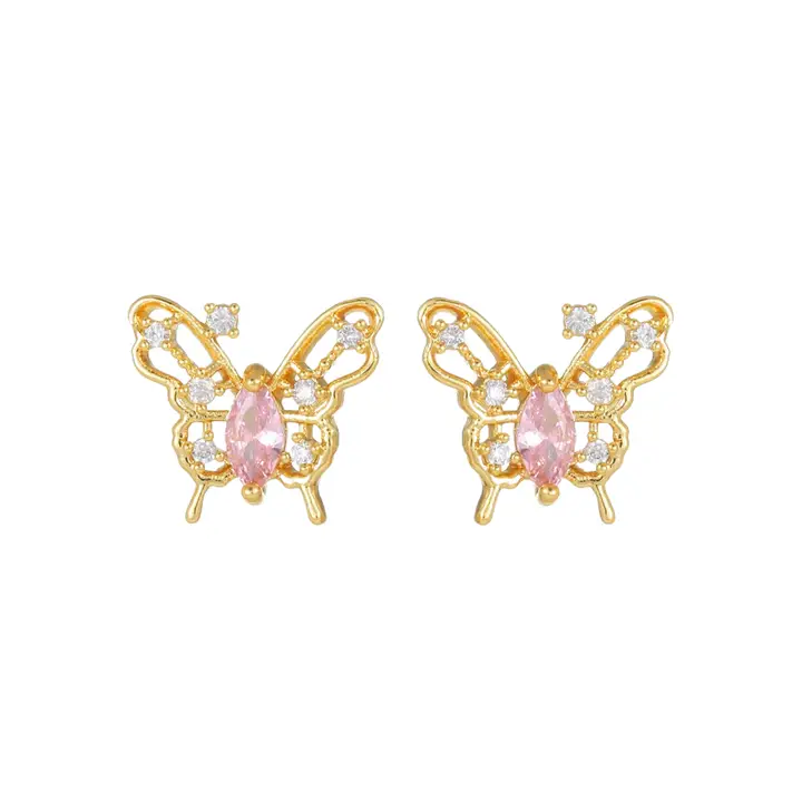 Diamant-Schmetterlingsstecker gold