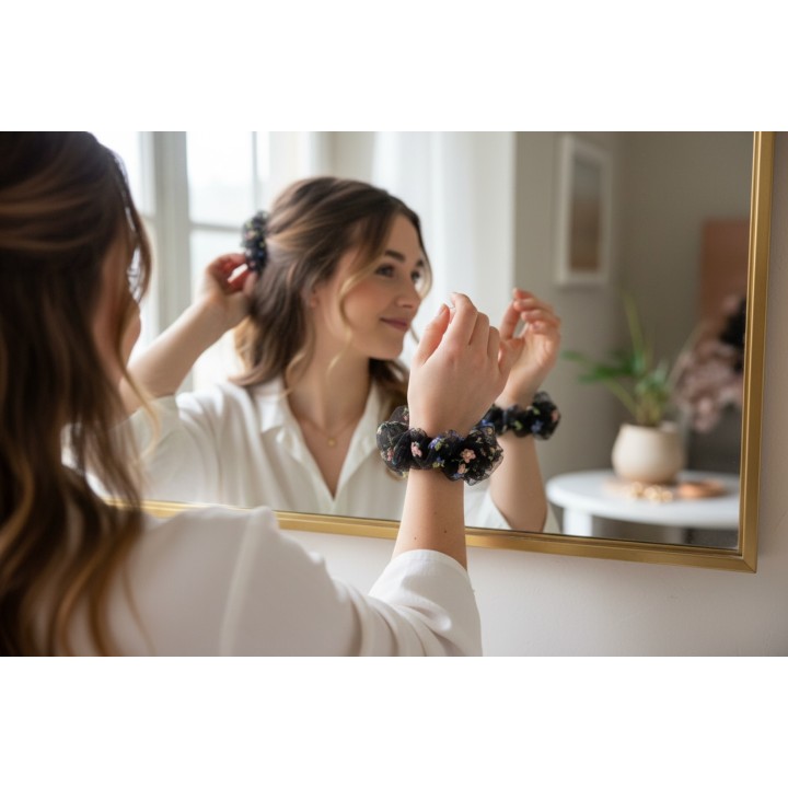 Midnight Bloom Scrunchie