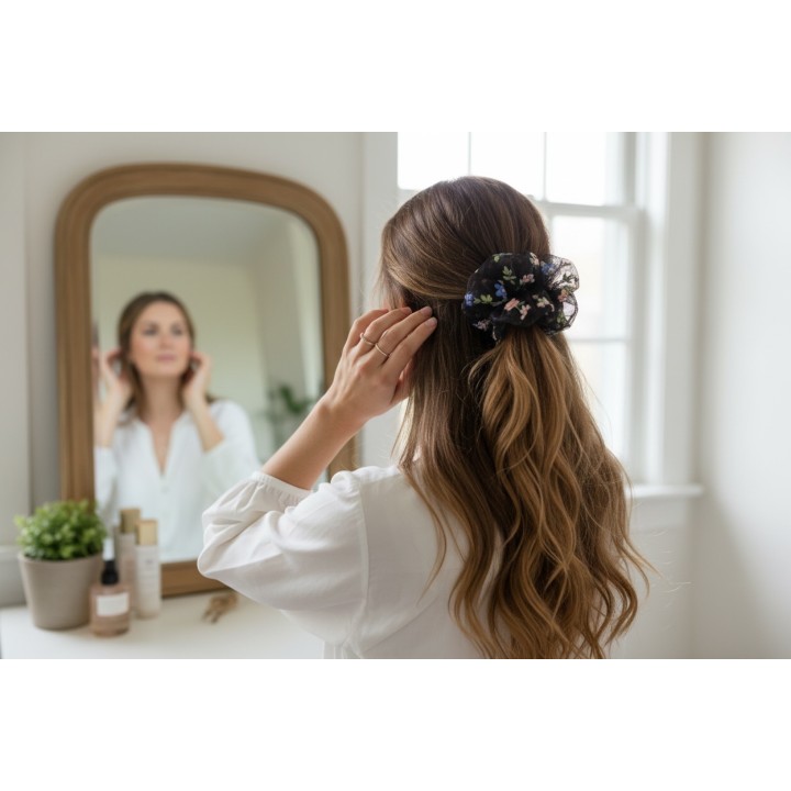 Midnight Bloom Scrunchie