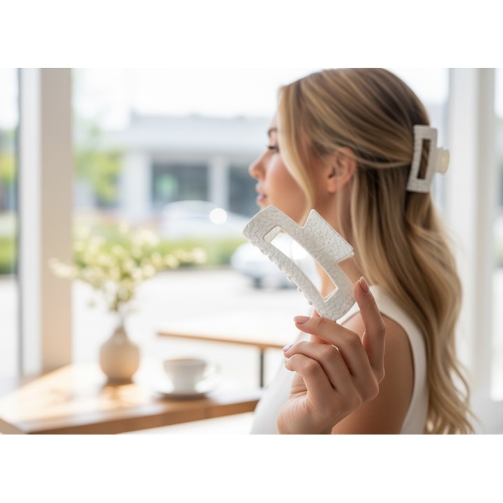 Pastel white Statement Clip